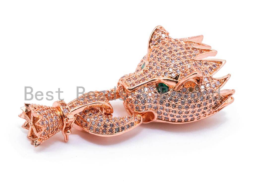 CZ Micro Pave Clasp, Panther Cubic Zirconia Clasp, Sivler Gold Black Rose Gold Clasp51x24x19mm, Sku#K46