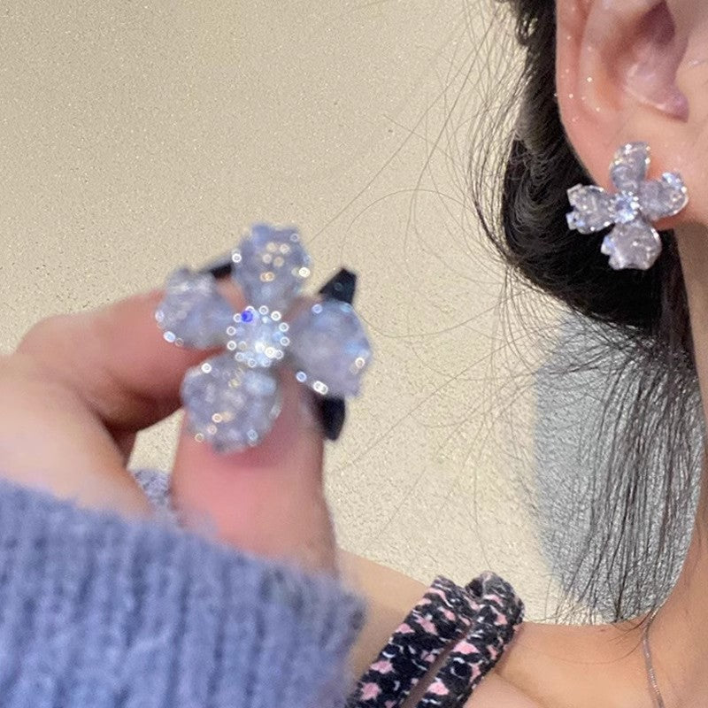 Bow Cat Eye  Crysta Drop Earrings  Dainty Gold Tassel Studs For Sweet Girls