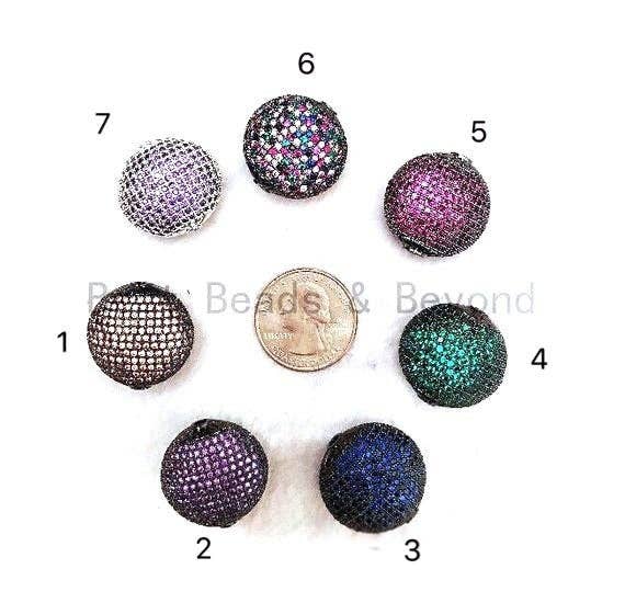 24mm LARGE Colored CZ Micro Pave Oval Beads, Focal Beads, CZ Pave Beads, Bronze/Green/Fuchsia/Cobalt Blue/Purple, Sku#GG12