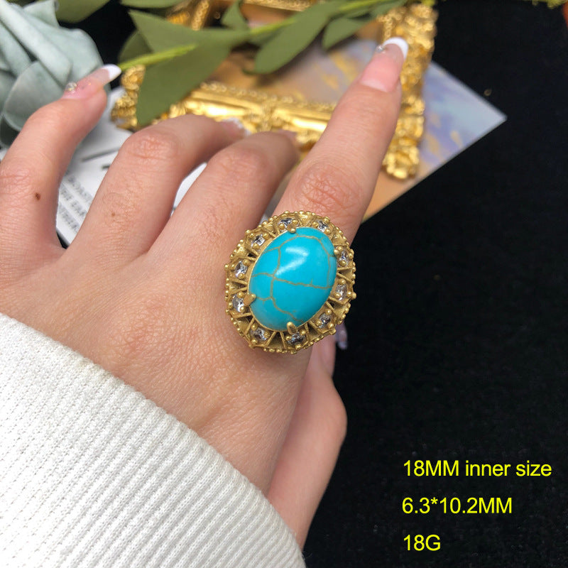 Retro Luxe Lapis Lazuli Turquoise Ring