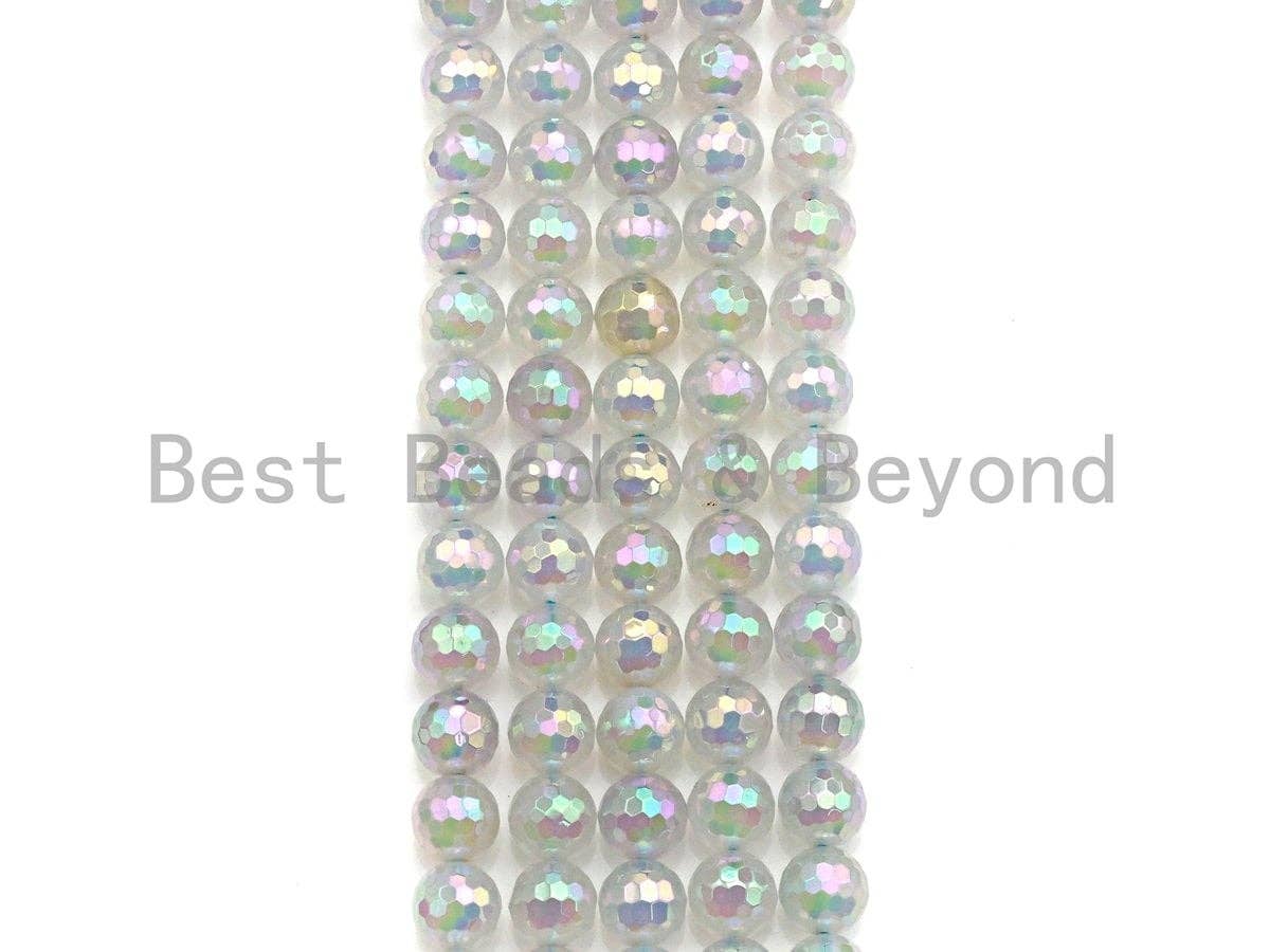 Mystic Plated Rainbow White Agate Beads, Sku#UA59