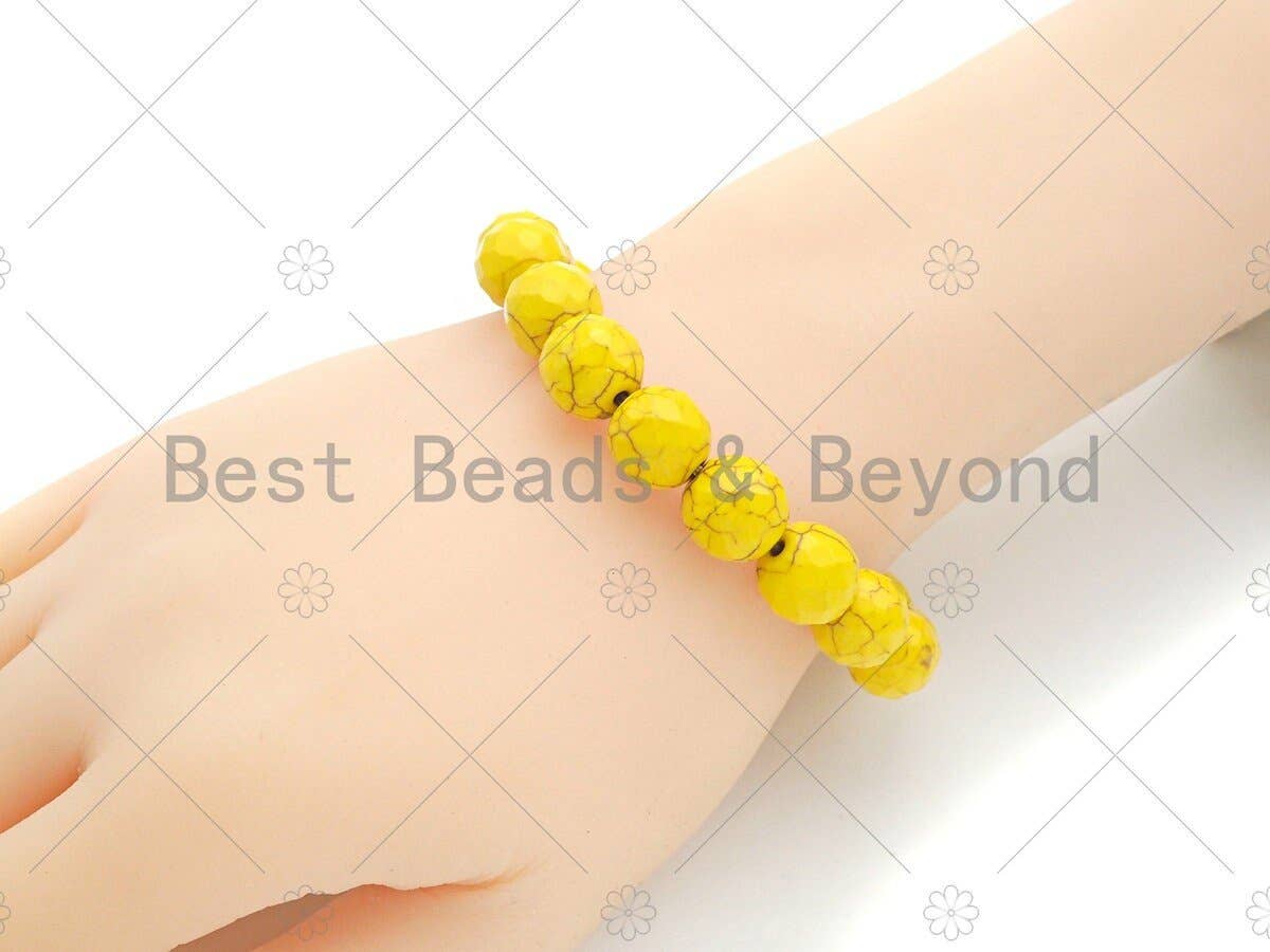 Natural Yellow Howlite Stretchy Bracelet,SKU#EF42