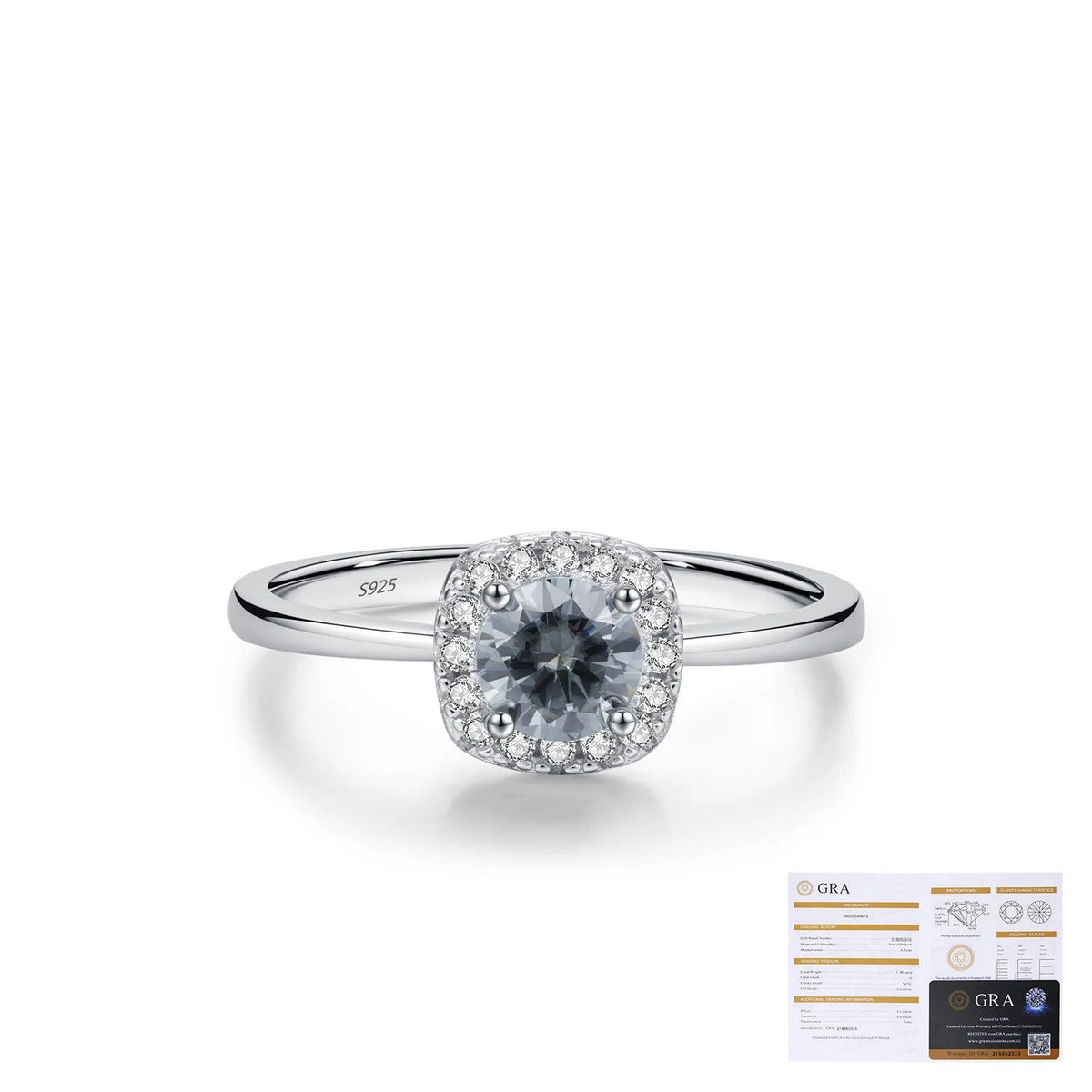Geometric Grey D-Color VVS1 Moissanite Engagement Ring in Sterling Silver
