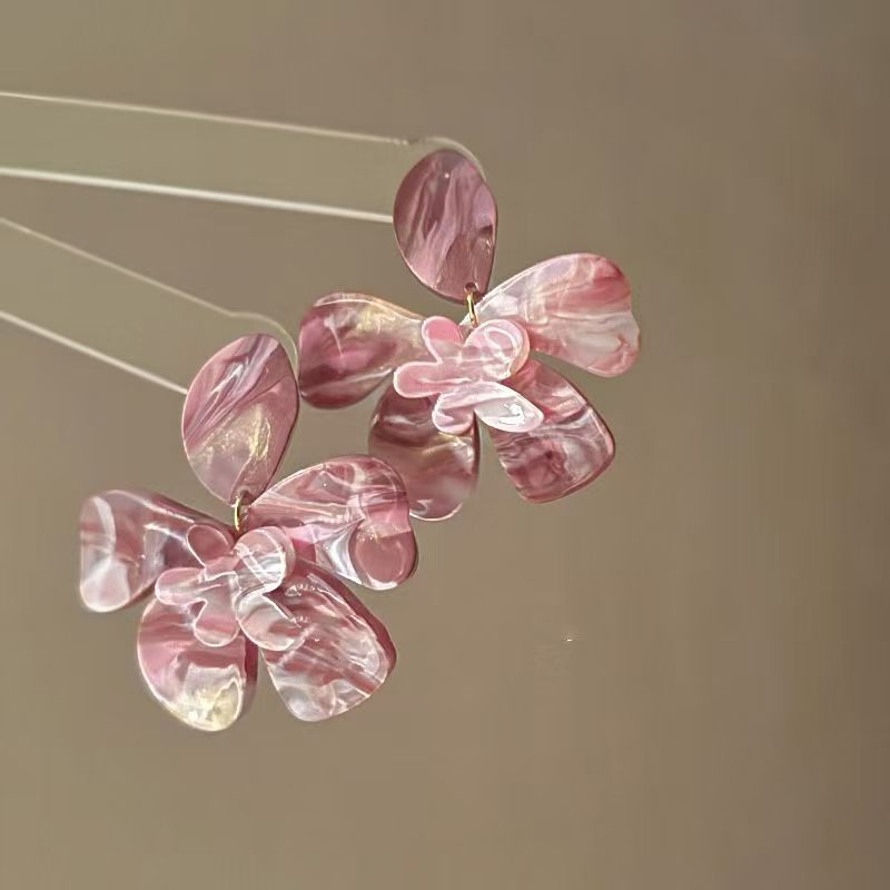 Silver Post Pleated Round Petal Earrings, New Chinese Retro Dangles, Niche Elegant National Trend Jewelry