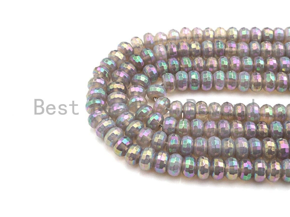 Mystic Plated Rainbow Agate Rondelle Shape Beads, 4x6mm/5x8mm/6x10mm Rondelle Agate Beads, 15.5" Full Strand, sku#UA41