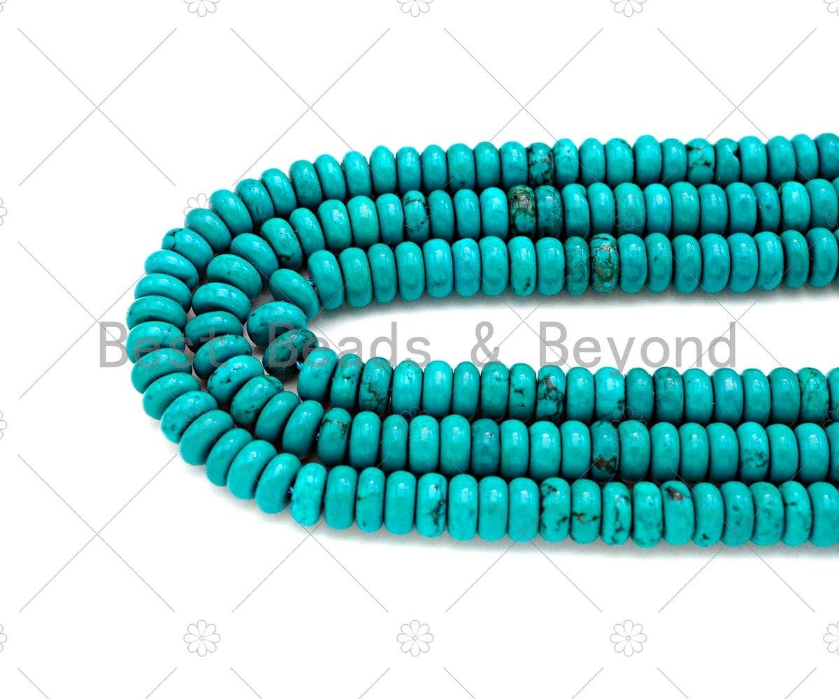 Quality Turquoise Smooth Rondelle Beads, 3x6mm/3x8mm Natural Howlite, 15.5'' Full Strand, Sku#U1069