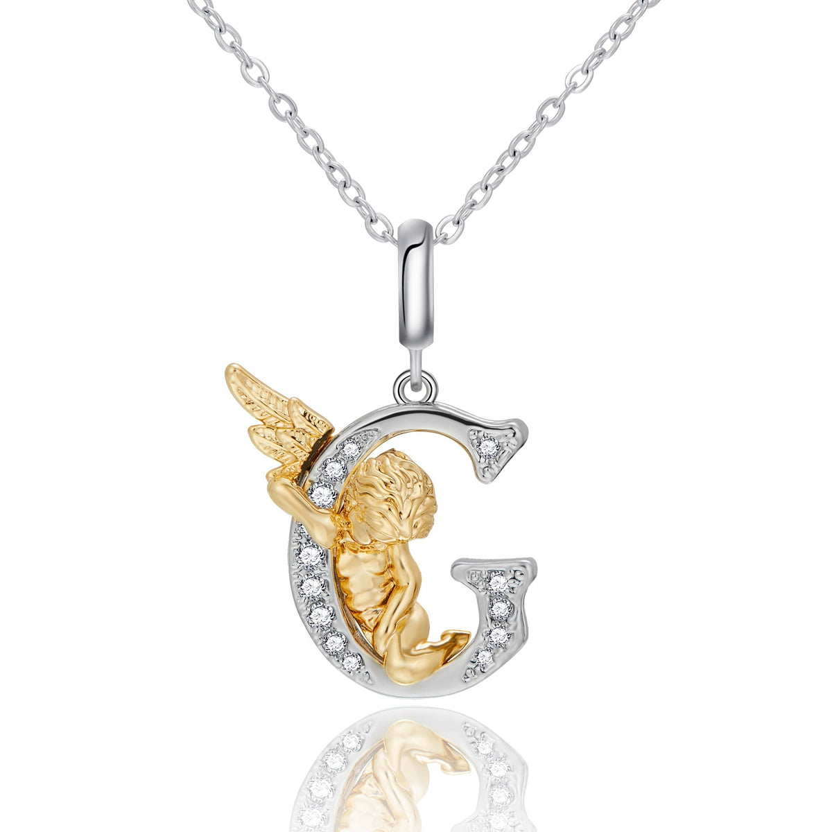 New Copper-plated White-gold Letter Pendant Mens And Womens Stainless Steel O-shaped Necklace