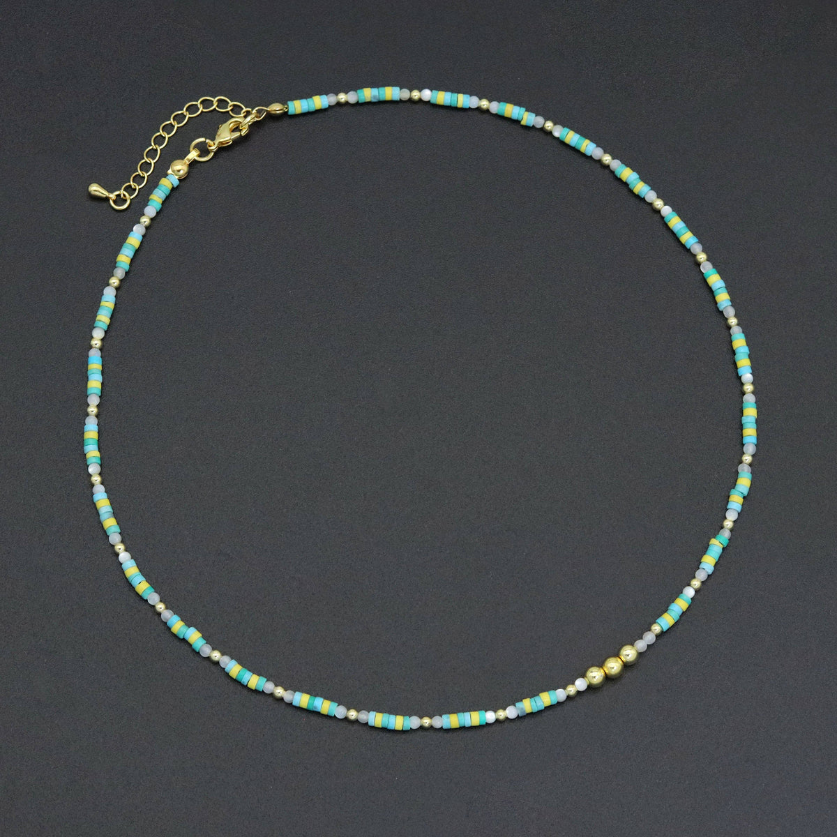2mm Yellow Blue white Gemstone necklace, EF570