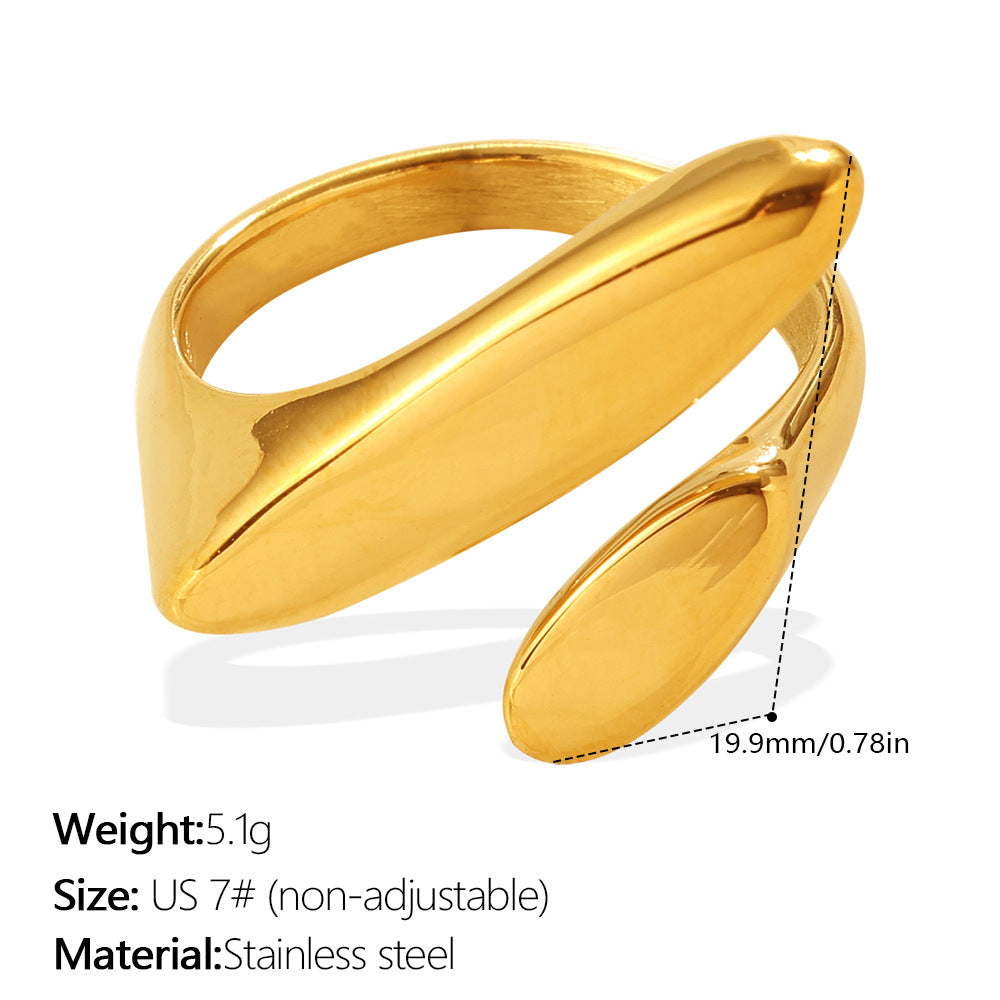 Light Luxury Gold Irregular Geometric Ring, 18K Gold Plated Stainless Steel, Vintage High-End Open Ring