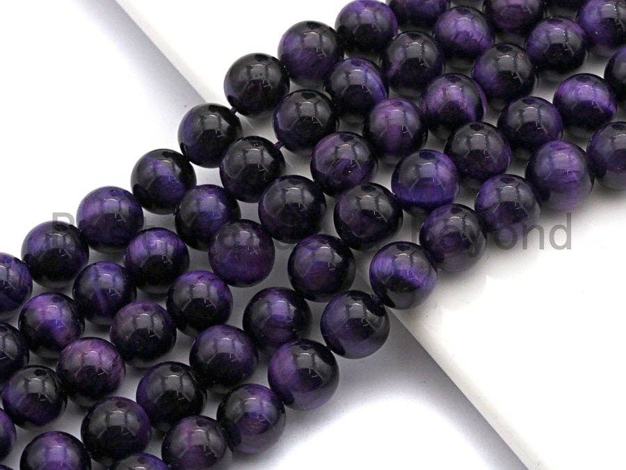 Quality Natural Purple Tiger Eye Round Beads, 4mm/6mm/8mm/10mm/12mm/14mm, Purple Tiger Eye Gemstone Beads, 15.5'' strand, SKU#U66
