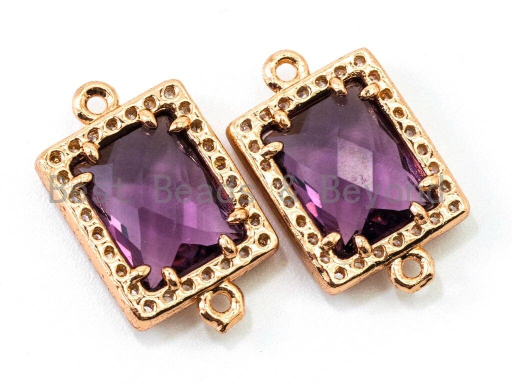 Rectangle Connector with Faceted Crystal Beads, sku#A82