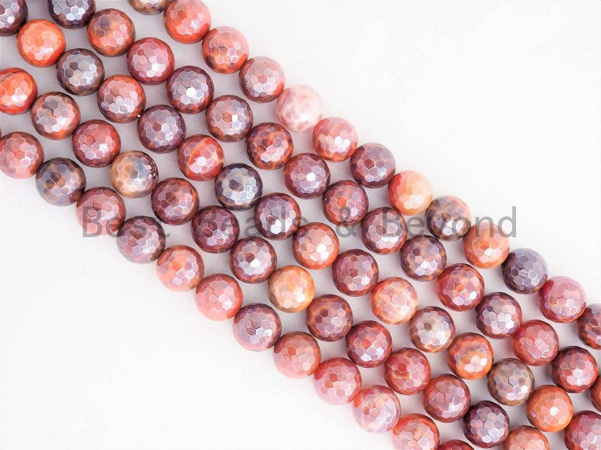 Mystic Plated Faceted Fire Agate beads, High Quality 6mm/8mm/10mm Red Gemstone beads, Red Agate Beads, 15.5inch strand, SKU#U353