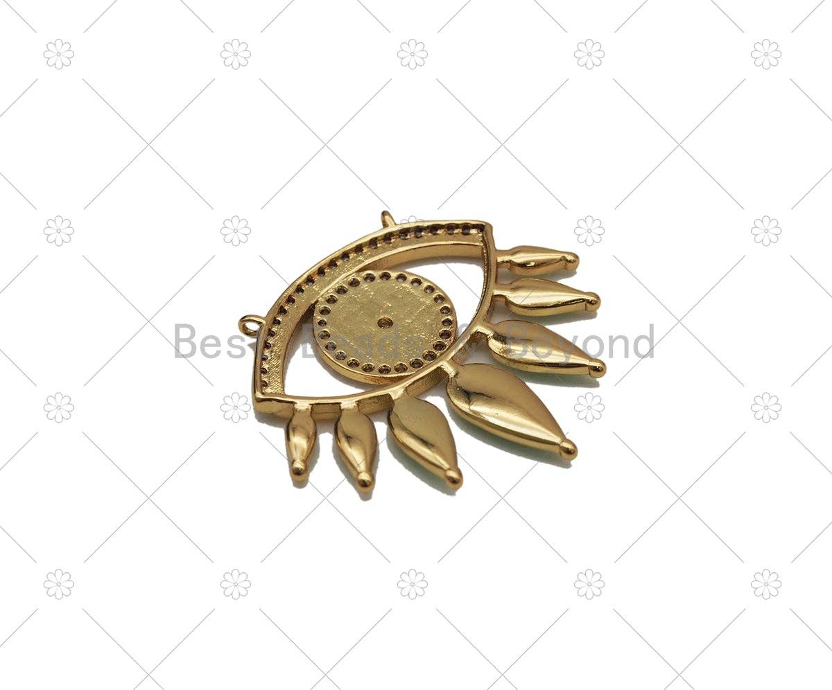 CZ Micro Pave Colorful Enamel Evil Eye Shape Pendant,18K Gold Filled Evil Eye Charm, Necklace Bracelet Charm Pendant, Sku#L641