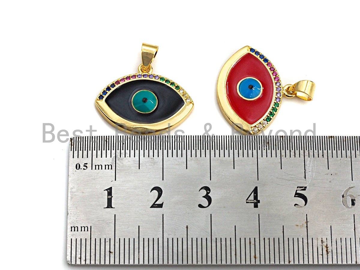 Enamel Colorful Evil Eye Pendant,CZ Micro Pave Oil Drop pendant,Enamel pendant,Enamel Jewelry,21x18mm,sku#F1035