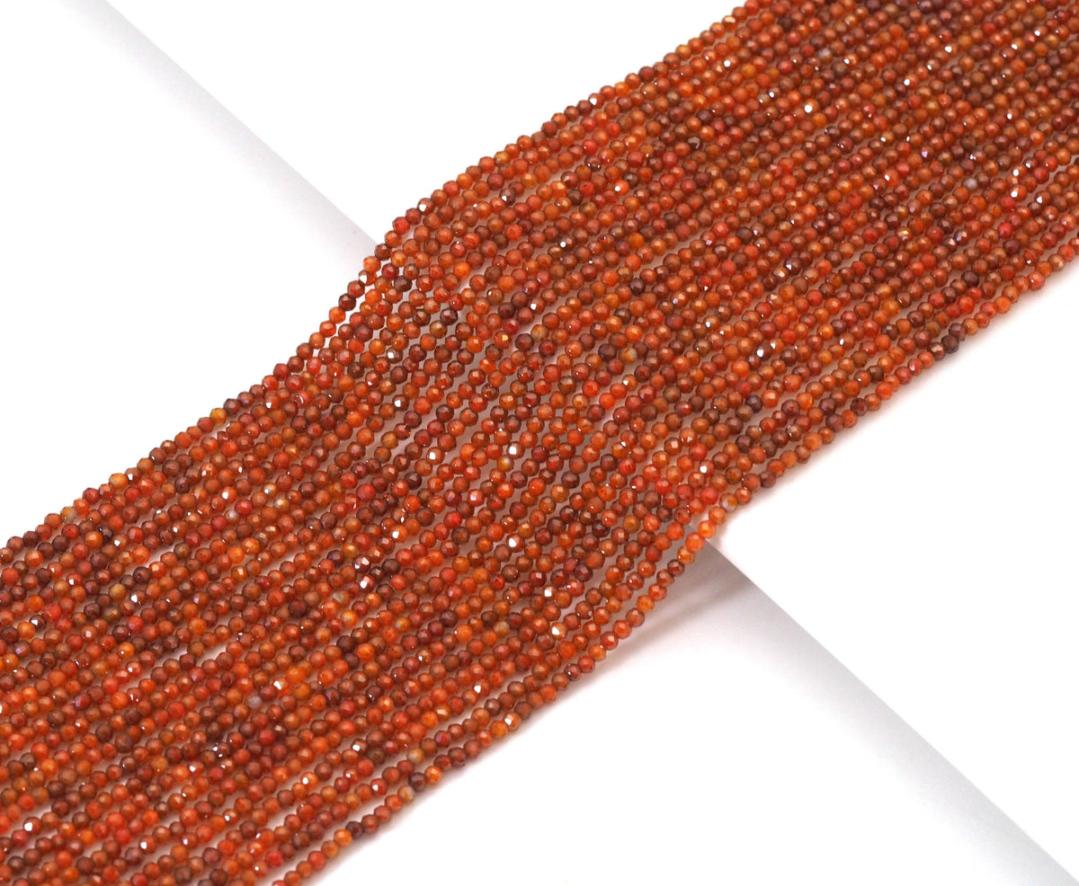 Dark Orange Cubic Zirconia Round Faceted Beads, 2mm/3mm/4mm. Sku#U1485