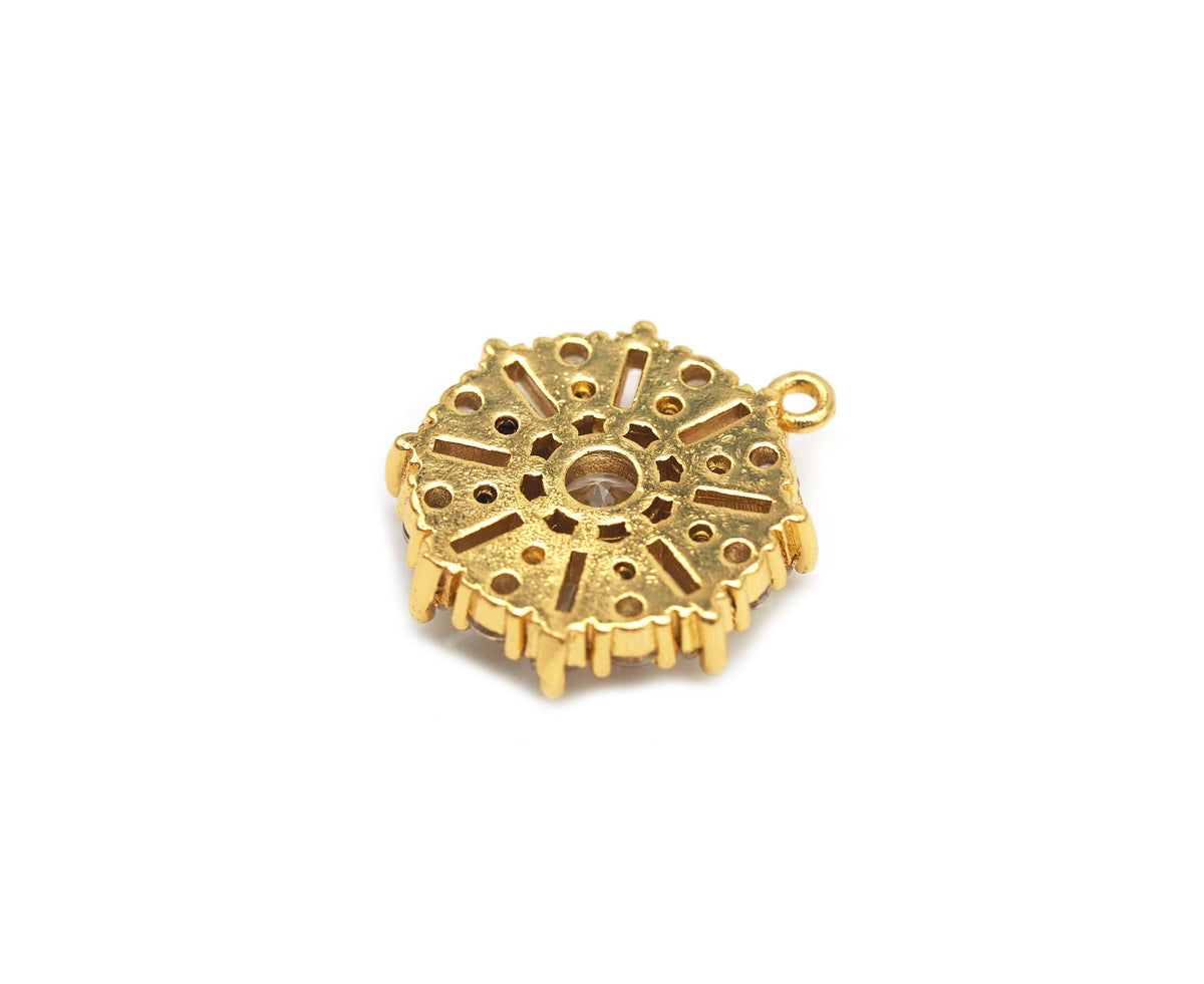 Baguette CZ flower coin charm, Big CZ center Coin Charm, Sku#B160