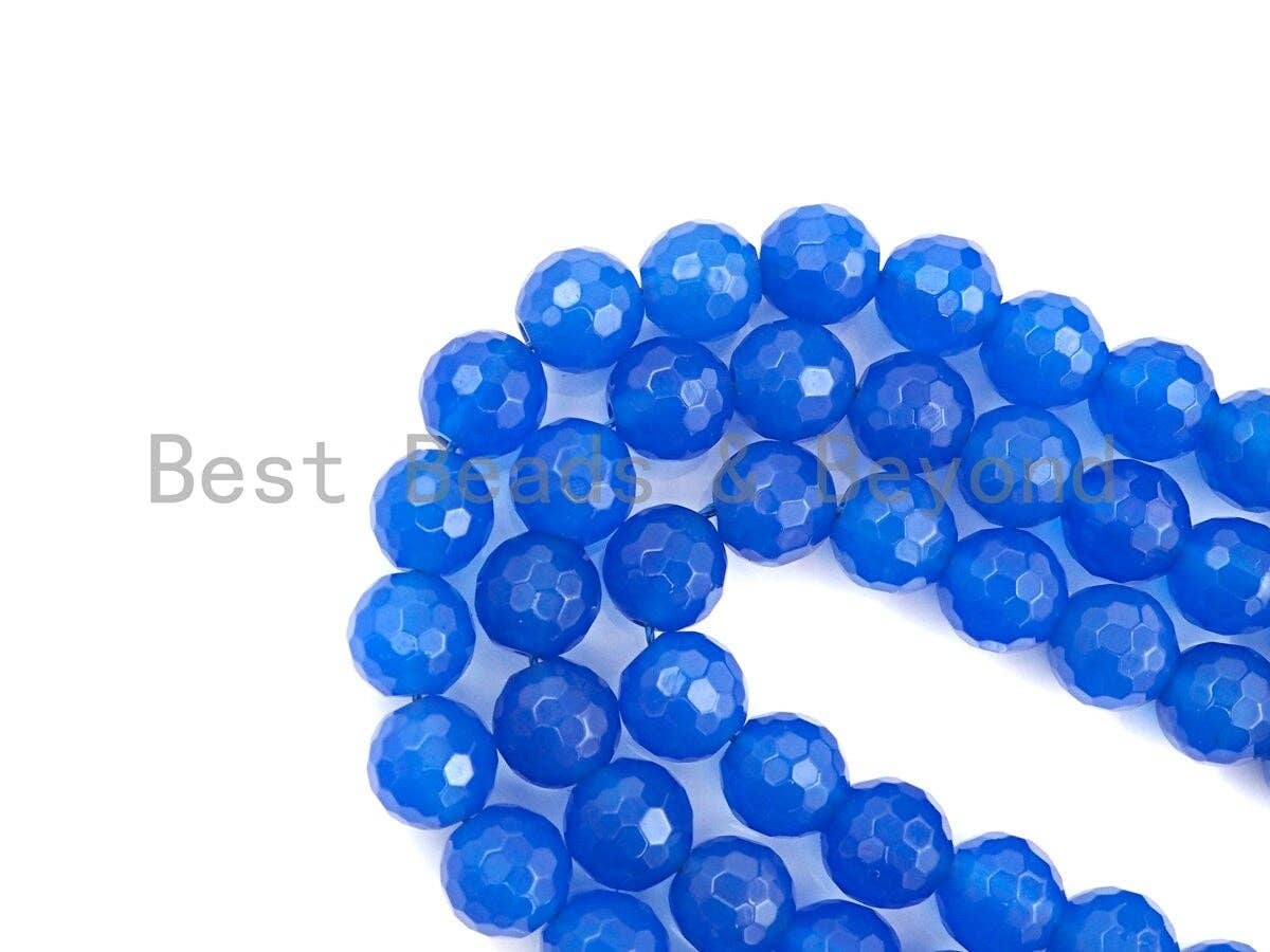 Gorgeous Natural Blue Agate Faceted Beads, 6mm/8mm/10mm Round Faceted, Blue Agate Beads, 15.5" Full Strand, sku#U595