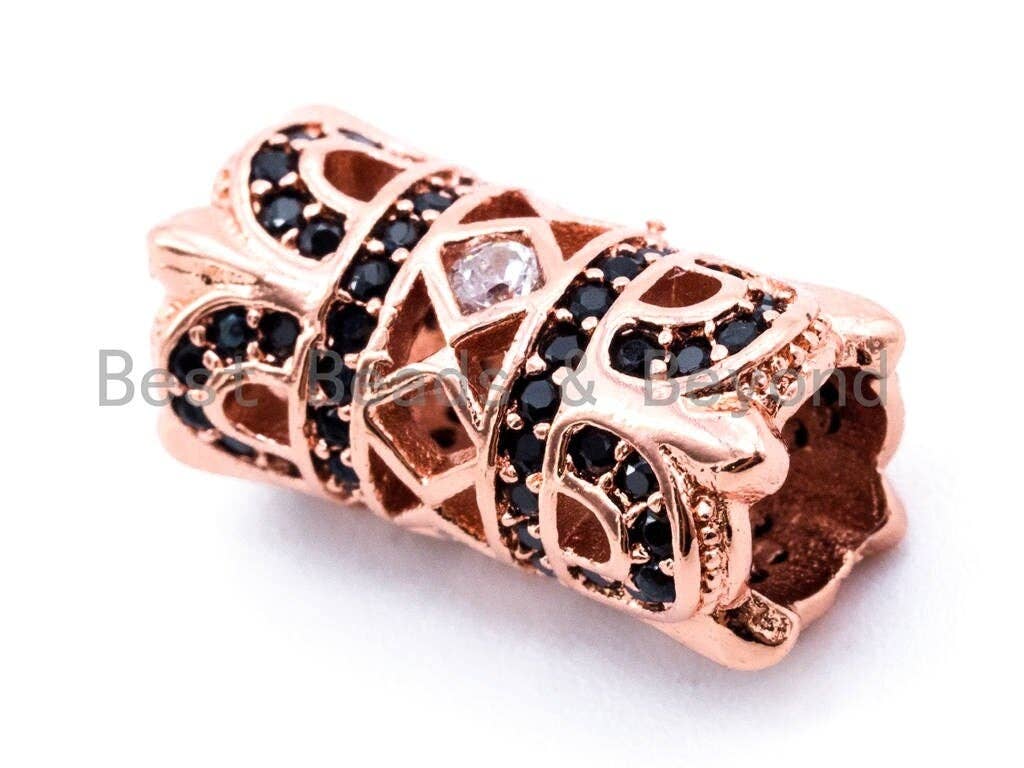 CZ Micro Pave Large hole spear shield spacer beads charms/Drum barrel beads, 15x8mm, 1pc, sku#G230
