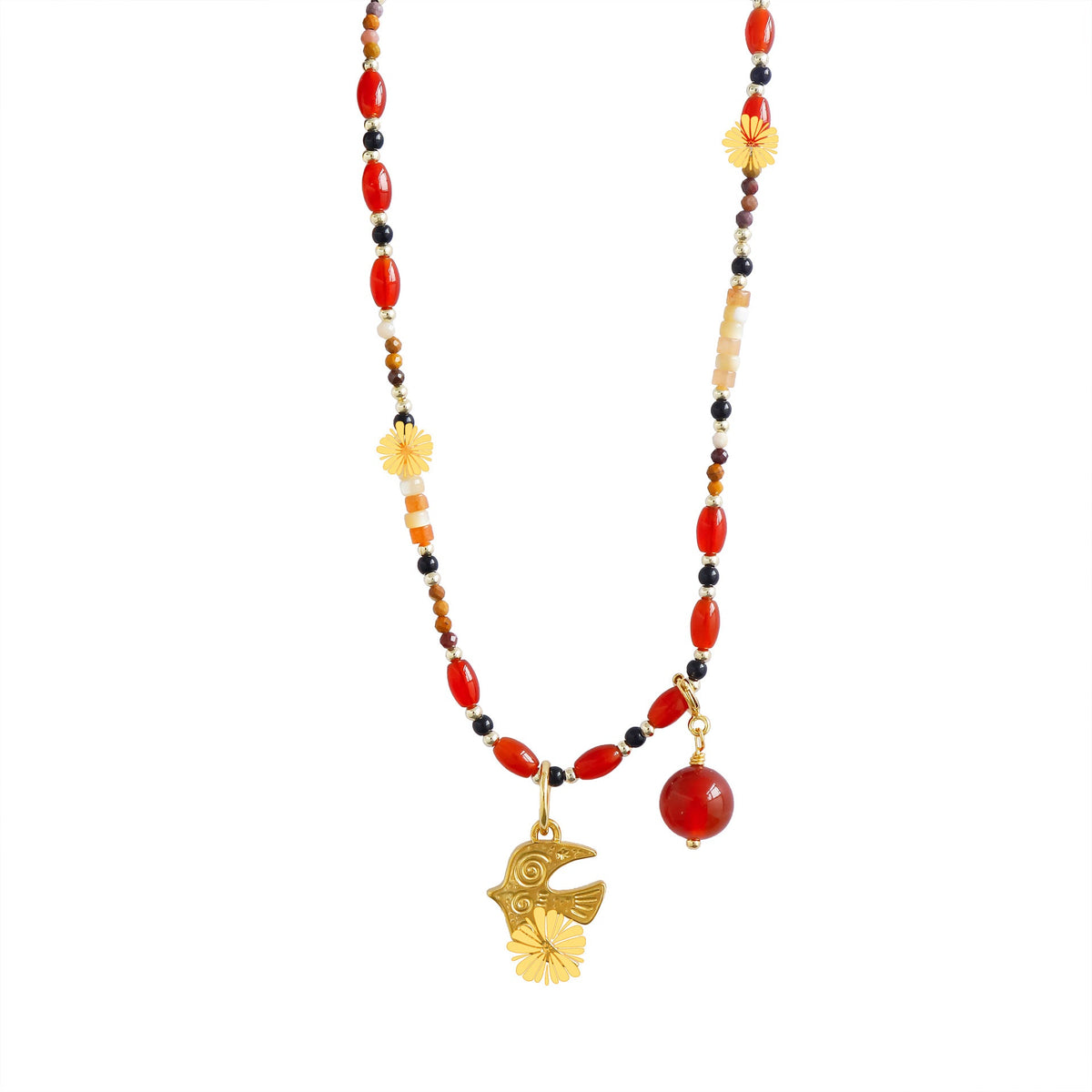 Bird Necklace New Chinese Style Ethnic Flair Minimalist Design With Natural Stone