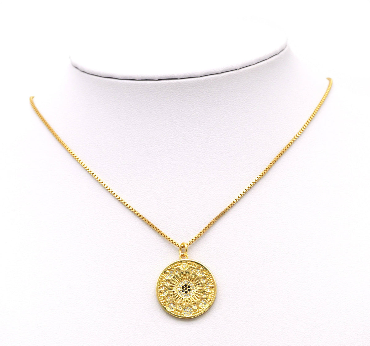 CZ Flower Round Medallion Pendant, Sku#LK600