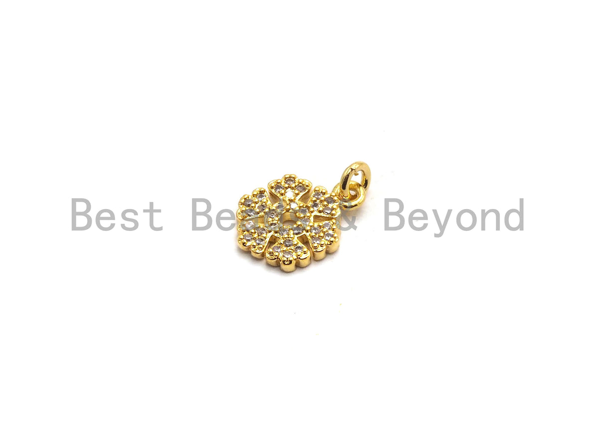 CZ Micro Pave Snowflake Pendant/Charm, Cubic Zirconia Pendant, 10x13mm,sku#F649