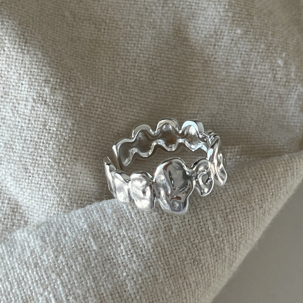 Vintage S925 Silver Women Rings, Simple Luxury Unique Design Finger Bands