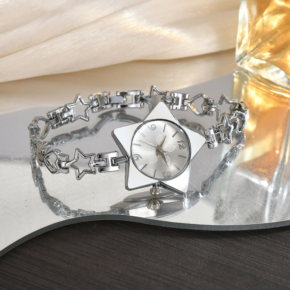 Stylish Edgy Yet Sweet Womens Watch With A Star And Heart Chainquartz Timepiece