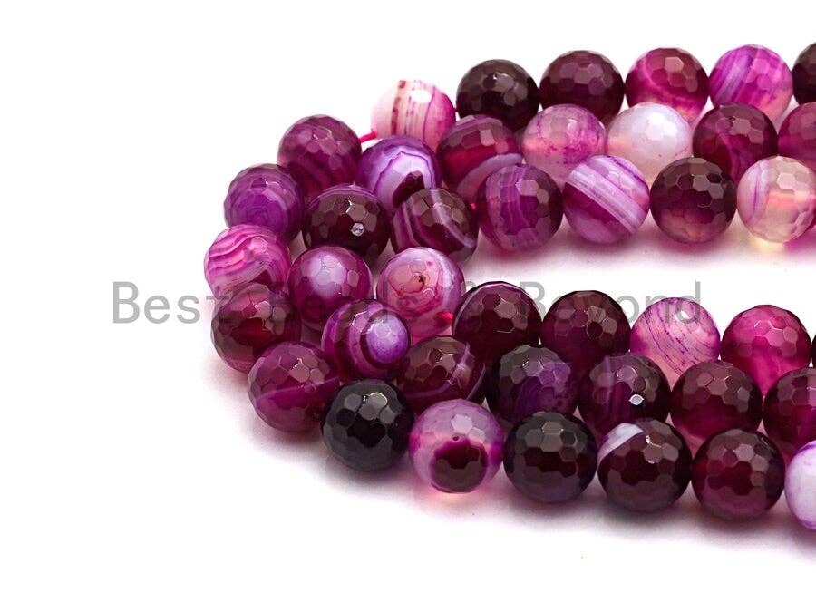 High Quality Faceted Purple Banded Agate beads, 6mm/8mm/10mm/12mm Violet Agate Gemstone beads, Natural Agate Beads,15.5inch strand, SKU#U451