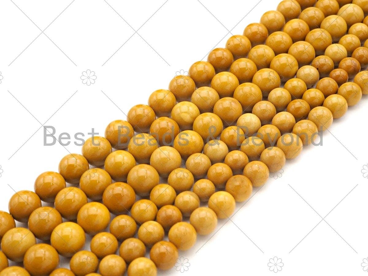 Quality Natural Yellow Jasper Round Smooth Beads, 8mm/10mm Jasper Beads, 15.5'' Full Strand, Sku#U1146