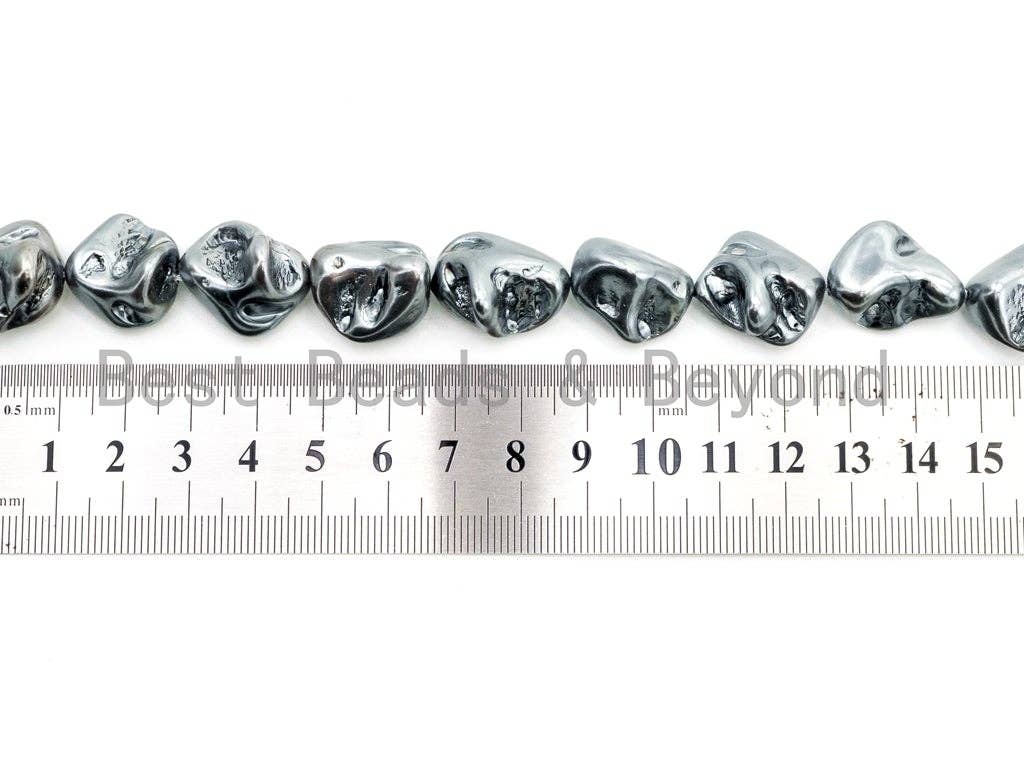Quality Natural Mother of Pearl baroque beads, 15-21mm, Hematite Color Irregular Plated Gemstone Beads, 16inch strand, SKU#T112