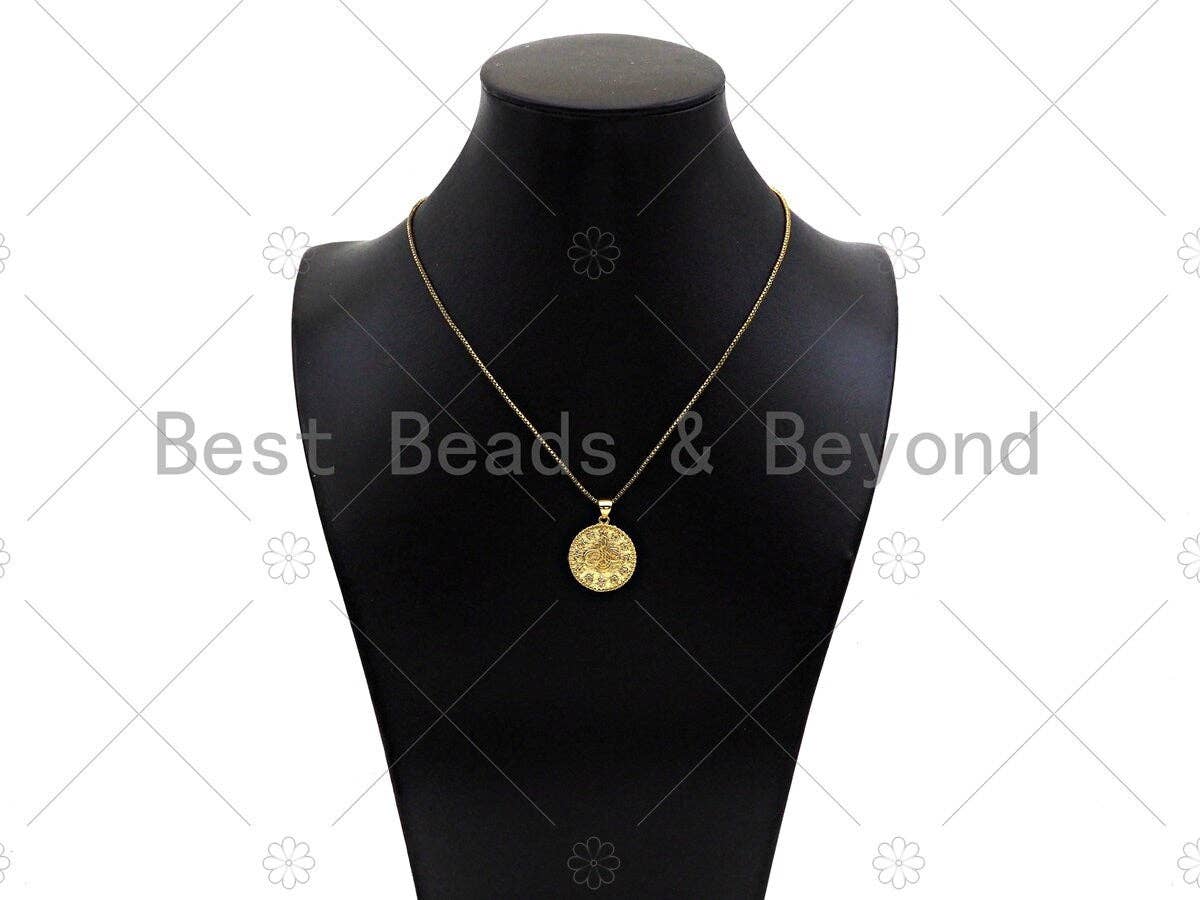 Gold Filled CZ Micro Pave Pattern Medallion Shape Pendant,18K Gold Filled Charm, Necklace Bracelet Charm Pendant,19x21mm,Sku#LK359