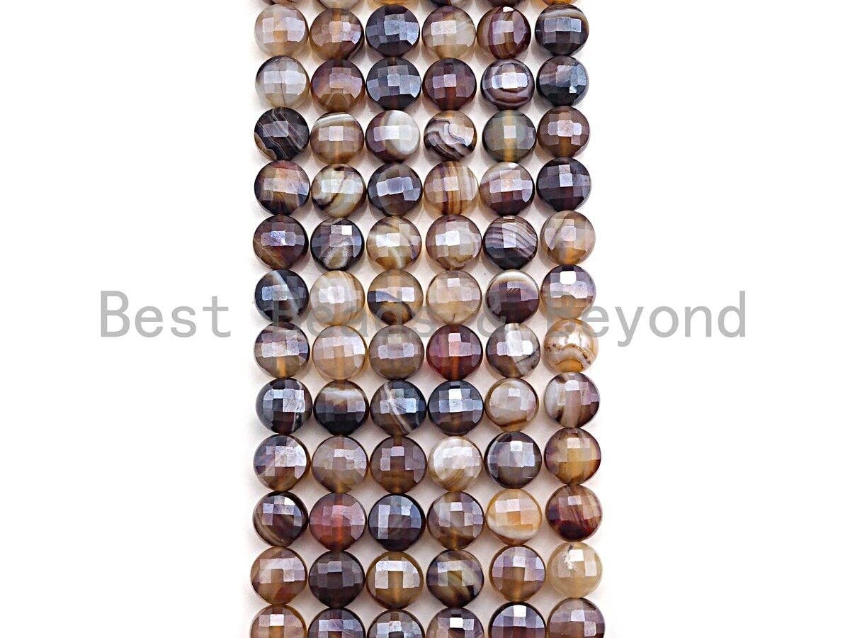Mystic Plated Double Sided Turtle Shell Cut Natural Agate Coin Shape beads, 6mm/8mm/10mm Checkerboard Cut Agate, 15.5" Full strand, Sku#UA34