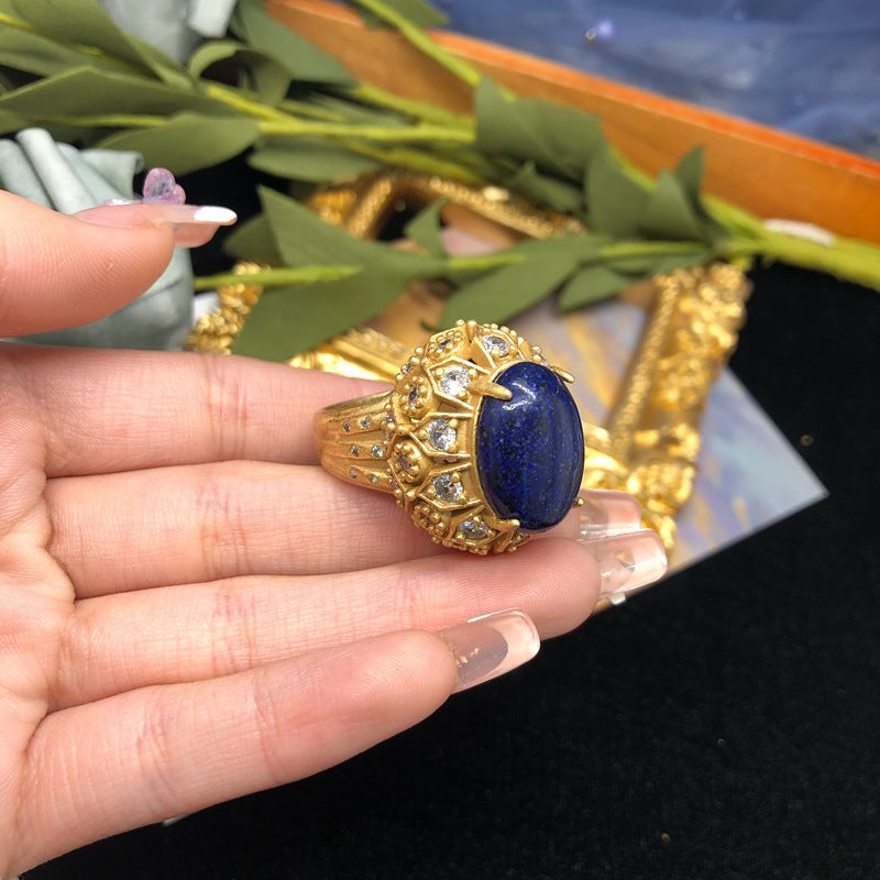 Retro Luxe Lapis Lazuli Turquoise Ring