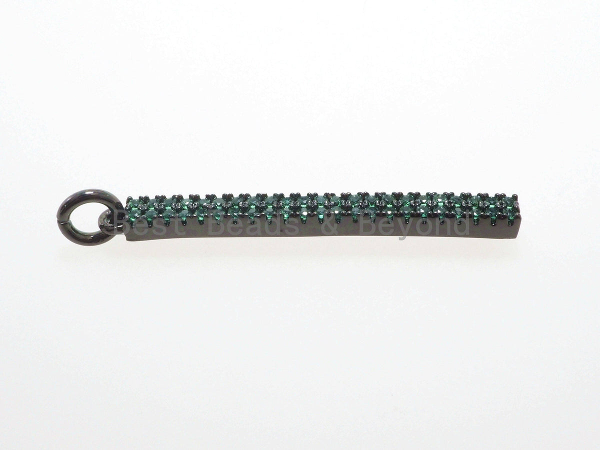 CZ Micro Pave Long Bar Pendant, Cubic Zirconia Strip Pendant, Green/Fuchsia/Turquoise/Cobalt/Black Micro pave pendant, 32x3mm, sku#F483