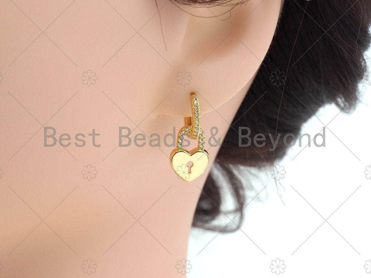 CZ Heart Huggie Earrings, Sku#O26