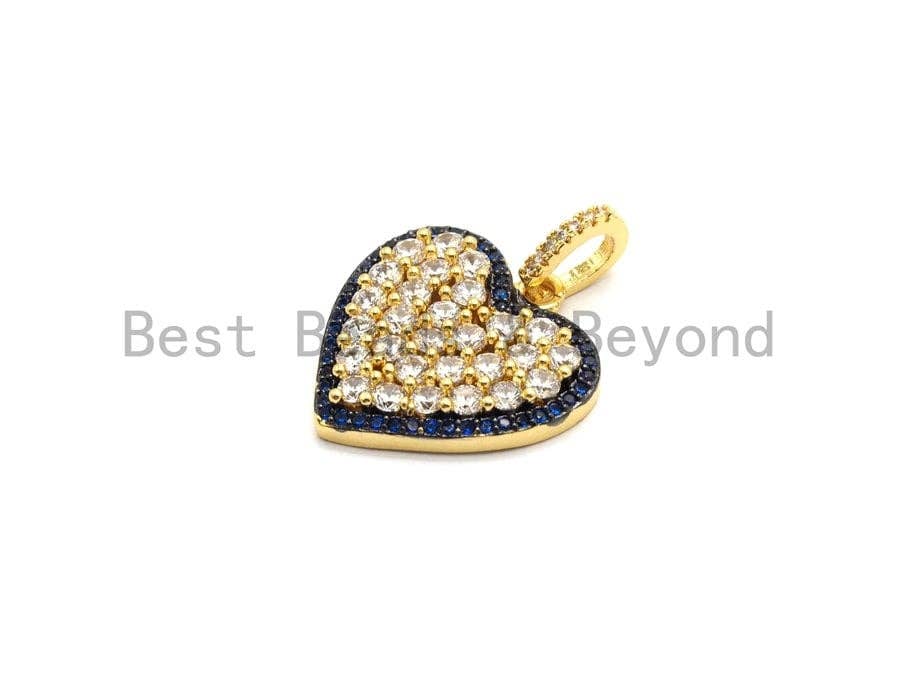 CZ Micro Pave Large Heart Pendant, Fuchsia Cz Pave Pendant, Fashion Jewelry Findings, Focal Charm, 21x21/33x35mm, sku#F688