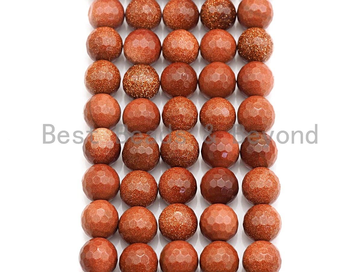 Quality Goldstone Smooth/Faceted Beads, Round Smooth/Faceted 6mm/8mm/10mm/12mm, Goldstone Beads,15" Full Strand, sku#U627