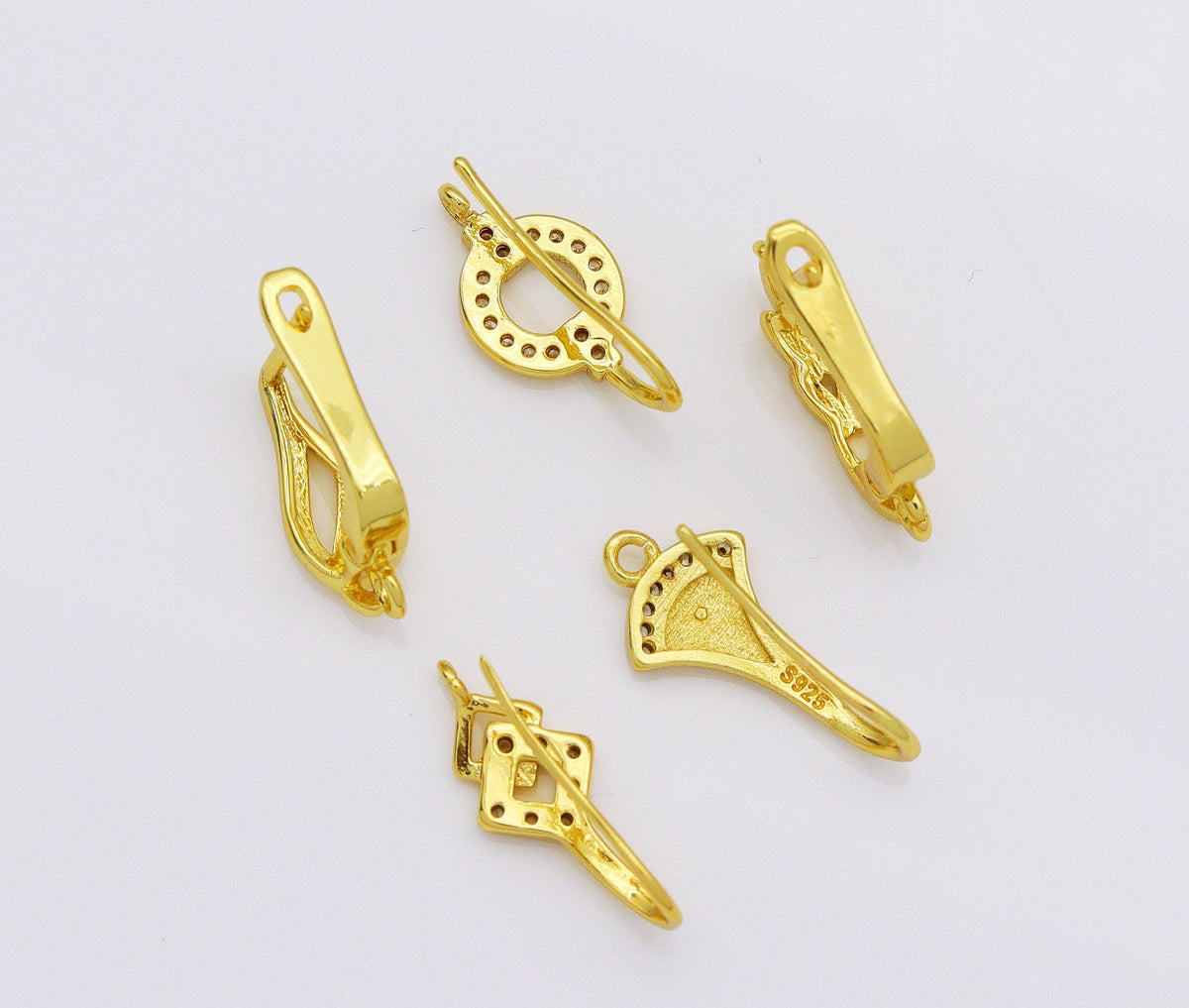 Gold Filled Flower Round Diamond Fan Shape Earrings, sku#JD36