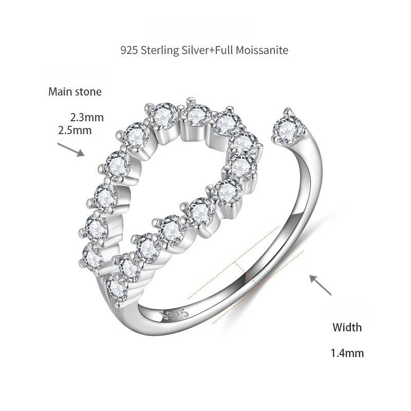 Minimalist Stackable Moissanite Band Ring – White Gold Plated Sterling Silver, 0.78ct D-E Color