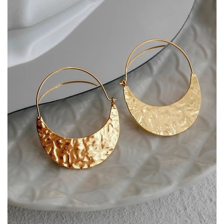 Women's Personalized 18k Gold-Plated Fan-Shaped Earrings