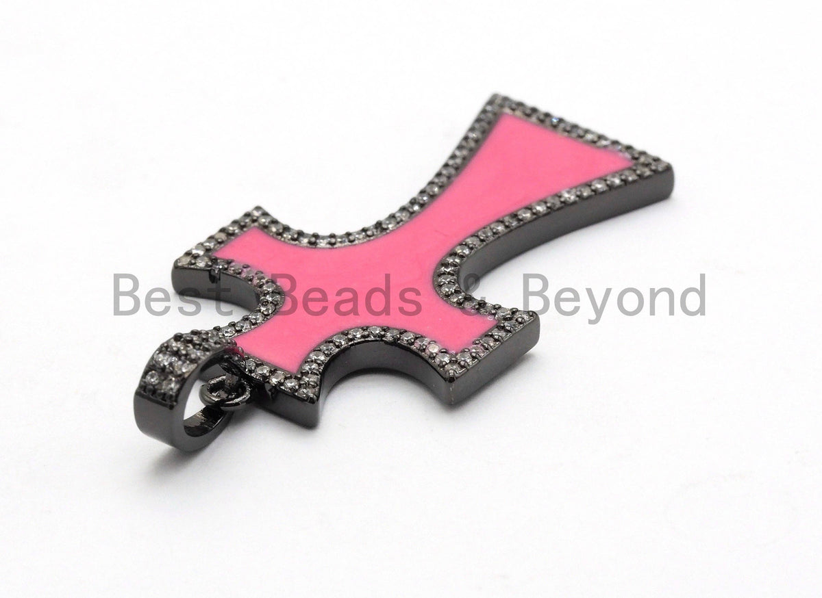 NEW DESIGN Pave CZ Enamel Colorful Oil Drop Cross Pendant, E