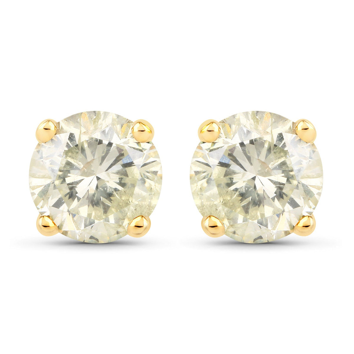 1.24 Carat Genuine LB Diamond 14K Yellow Gold Earrings