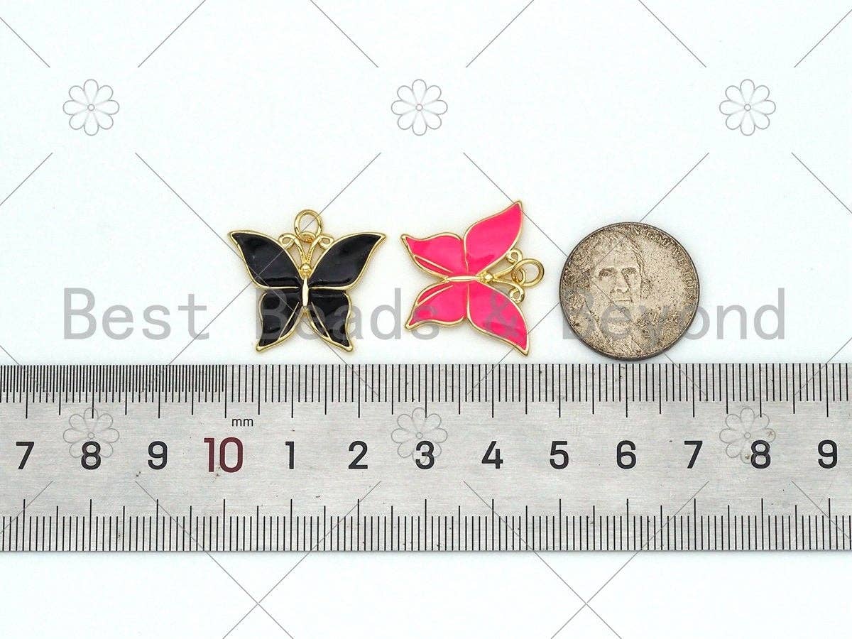 Colorful Enamel Butterfly Shape Pendant, 18K Gold Filled Butterfly Charm, Necklace Bracelet Charm Pendant,24x19mm,Sku#F1425