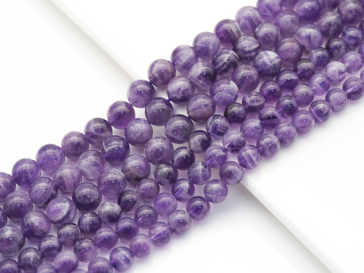 High Quality Genuine Dog Teeth Amethyst Round Smooth Beads,