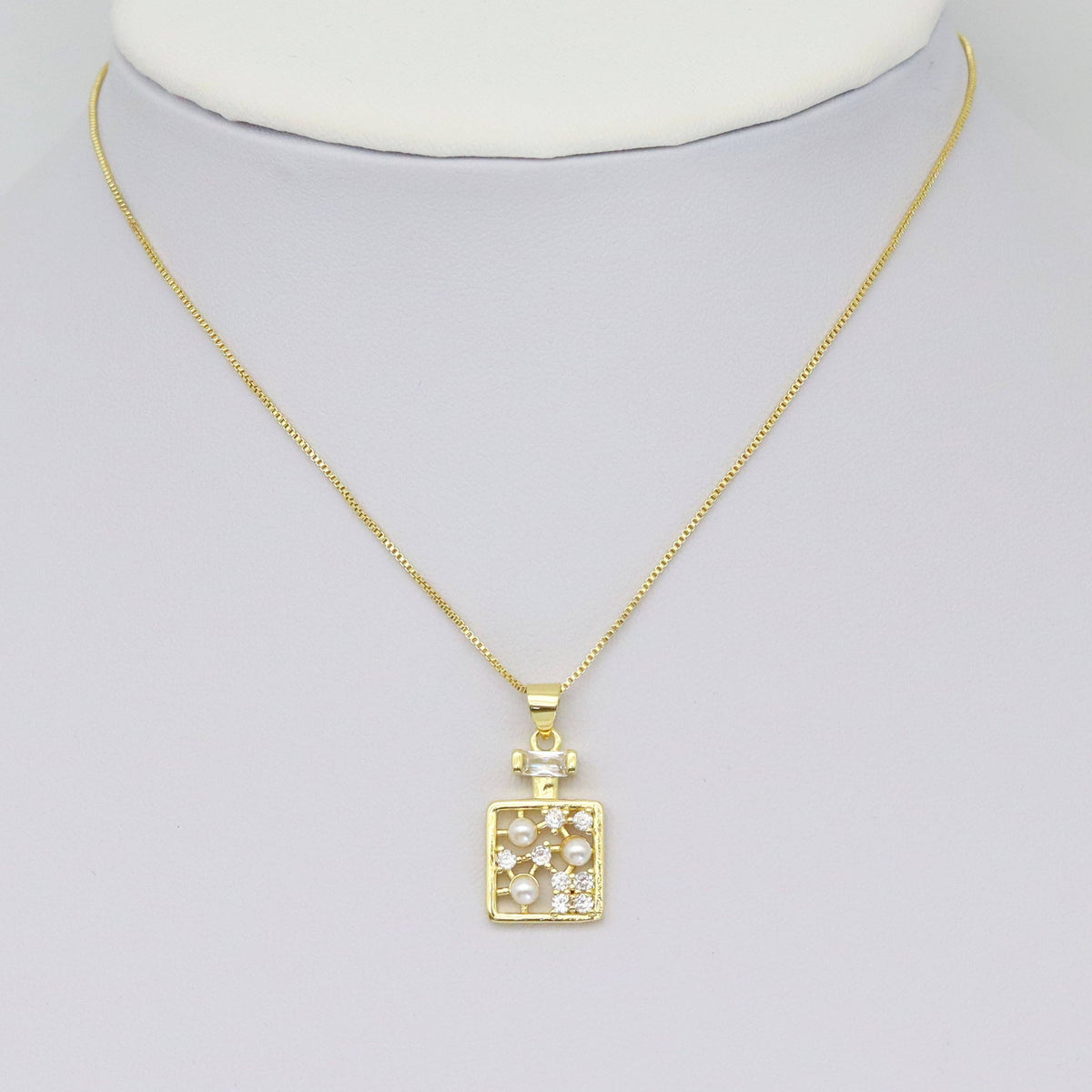 CZ  White Pearl On Square TAG Charm, Sku#LK924