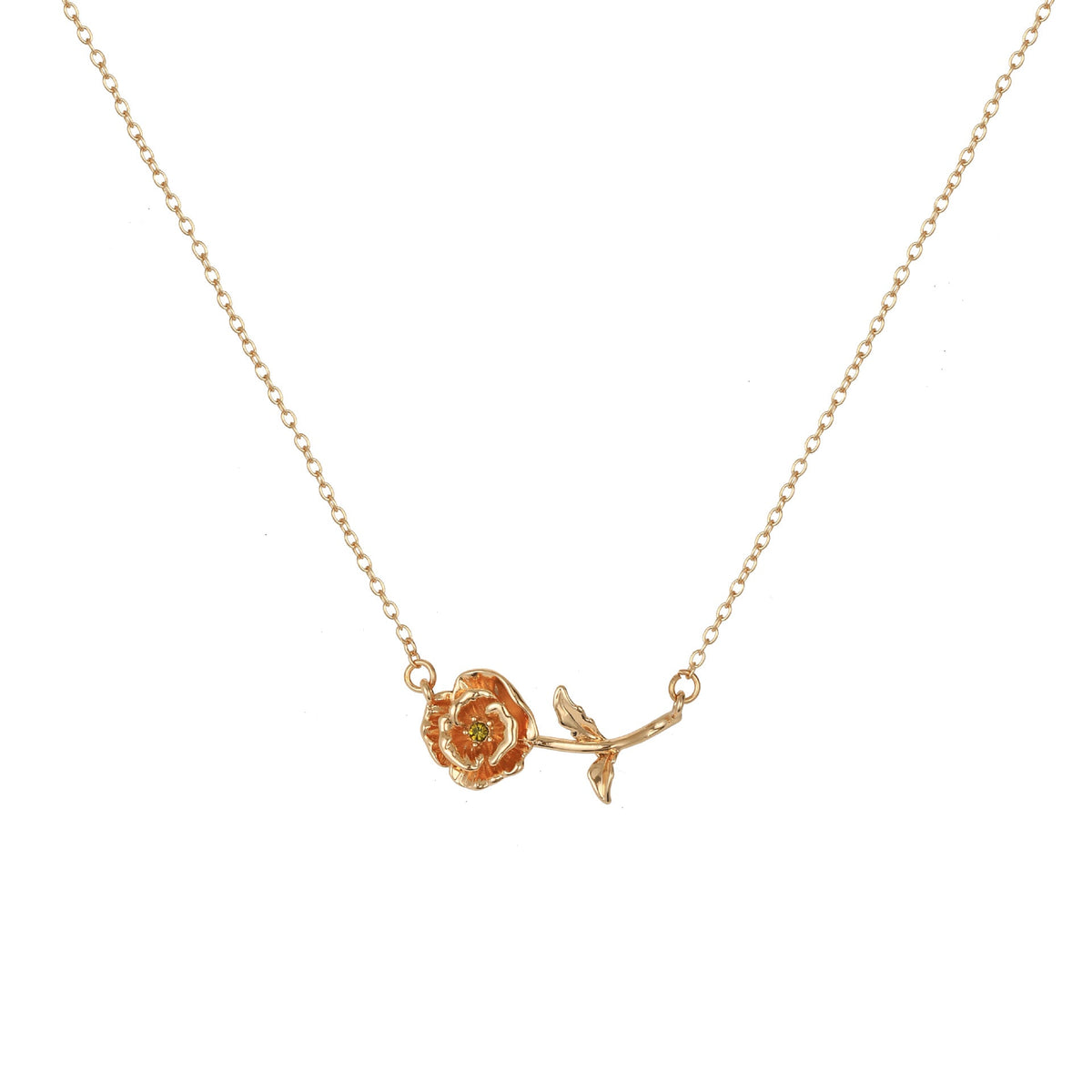 Three-dimensional Decoration Flower Pendant Necklace Gold-plated Sweater Chain
