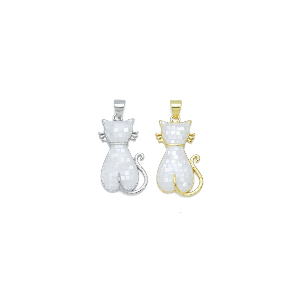 Mother of Pearl Cat Charm Pendant, Sku#WL18
