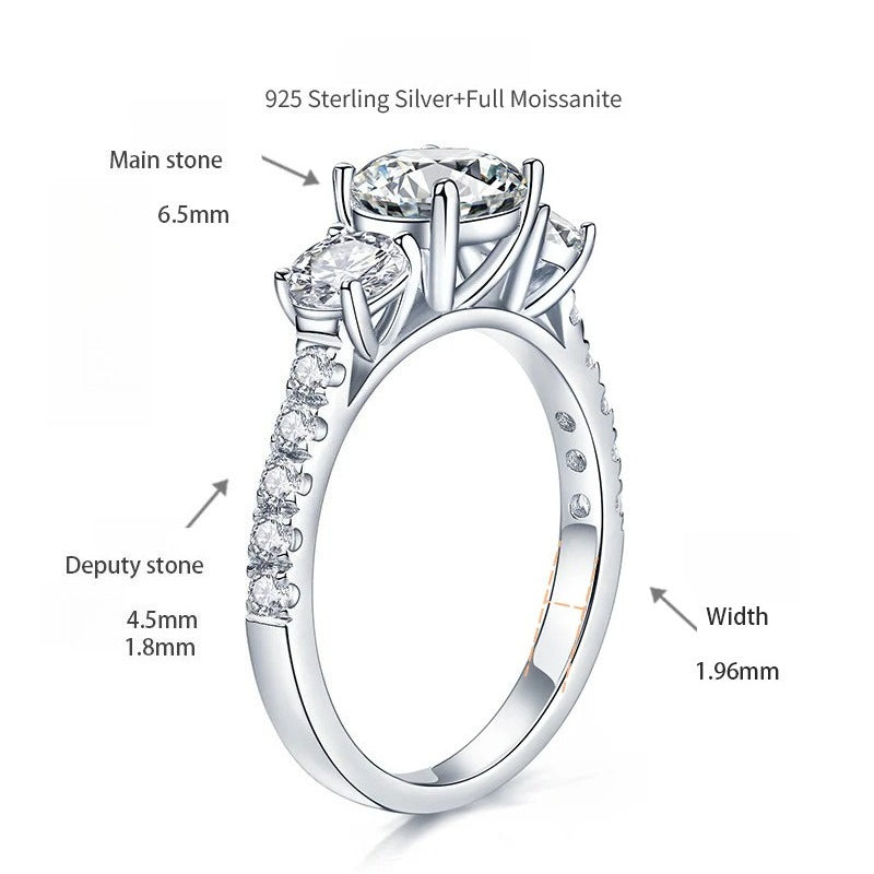Geometric Full D-Color VVS1 Moissanite Engagement Ring in 18K Gold-Plated Sterling Silver