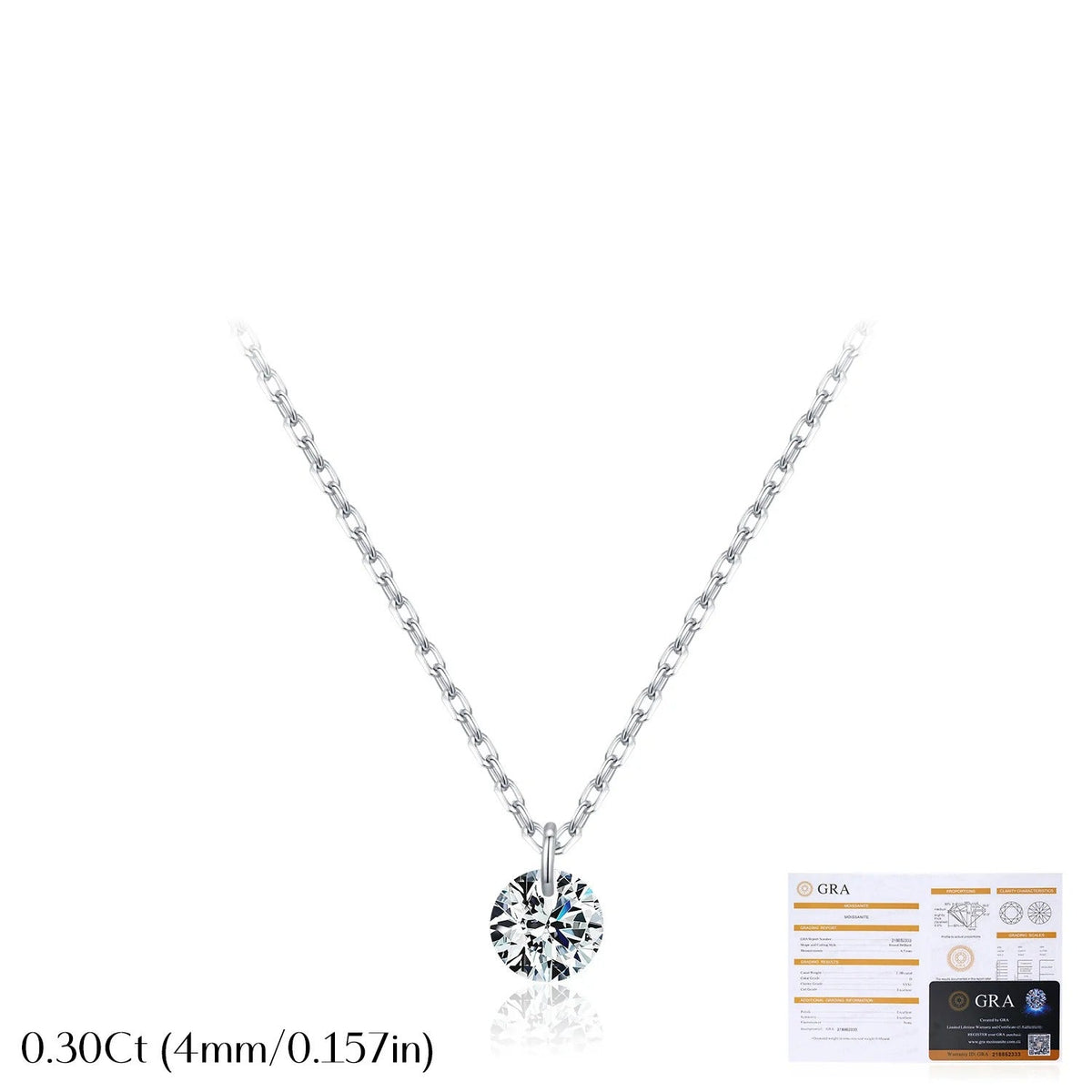 Round D-Color VVS1 Moissanite Solitaire Pendant Necklace in Sterling Silver – Minimalist Clavicle Chain