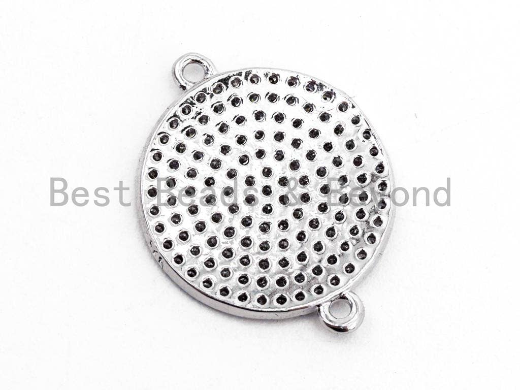 CZ Micro Pave Clear Round Disc Connector, SKU#A84